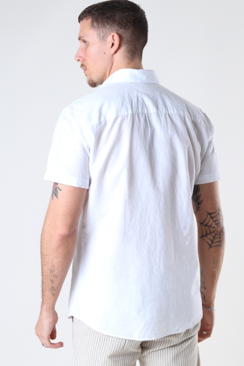 Selected SLHSLIMNEW-LINEN Hemd SS CLASSIC W White