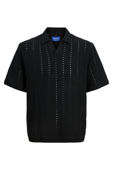 Jack & Jones Aros Knit Easter SS Crochet Polo Black