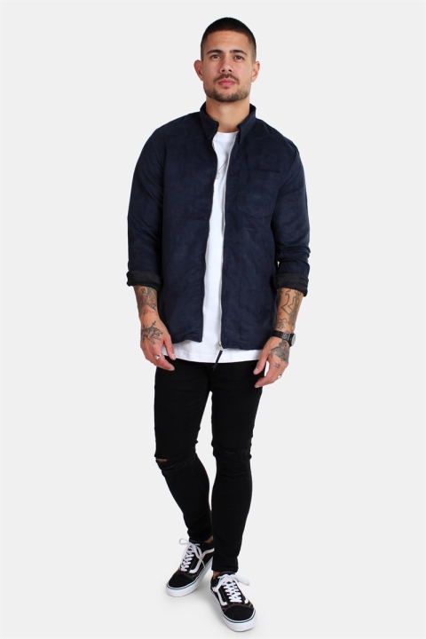 Kronstadt Johan Zip Suede Hemd Navy
