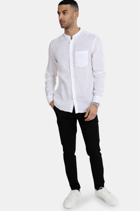 Only & Sons Luke LS Linen Mandarine Hemd White