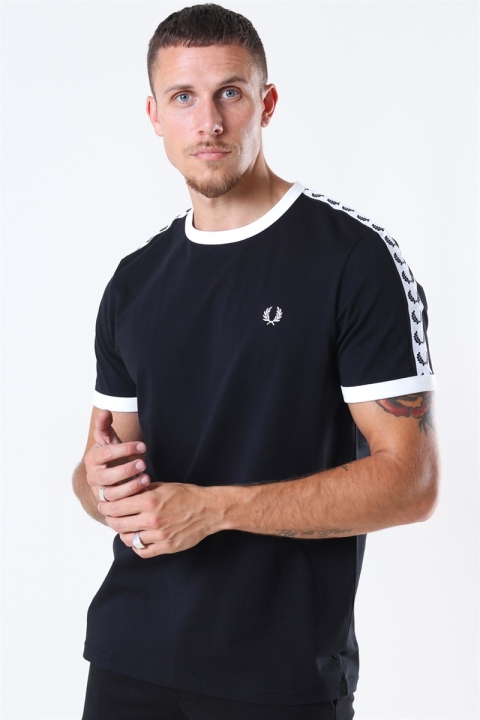 Fred Perry Taped Ringer T-Hemd Black