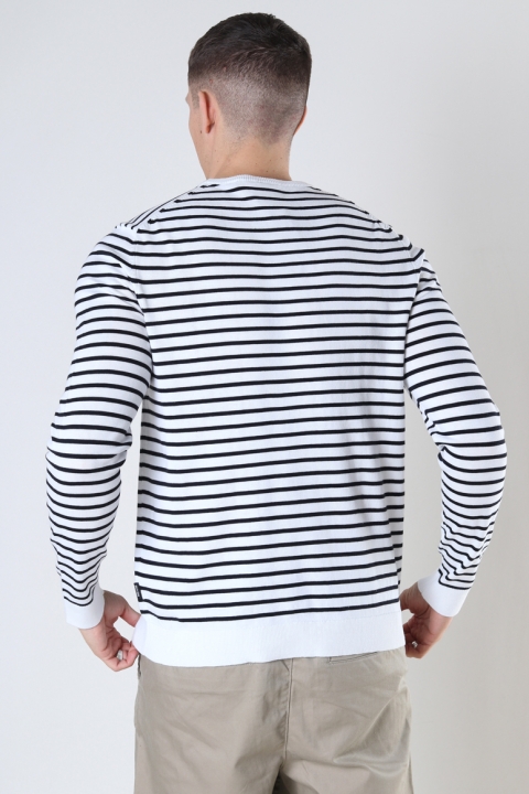 ONLY & SONS ONSKOBY  STRIPE CREW KNIT Star White