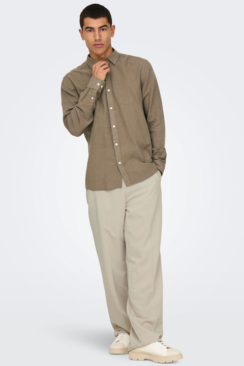 ONLY & SONS Caiden LS Linen Hemd Fossil