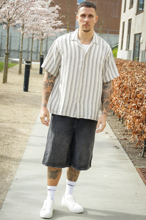 Jack & Jones Enzo Stripe Resort Hemd SS Moonbeam