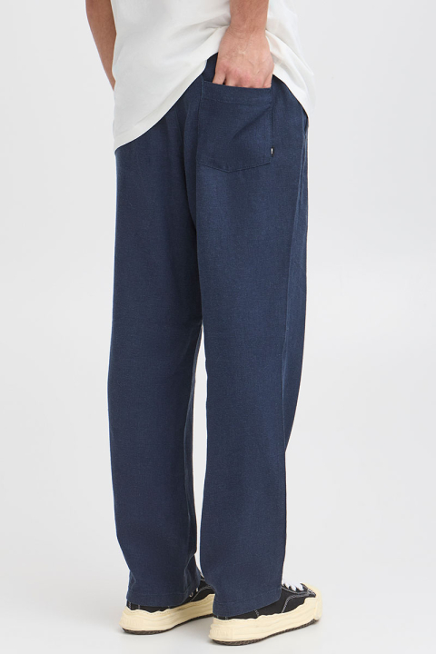 Allan Elasticated Linen Trousers Insignia Blue