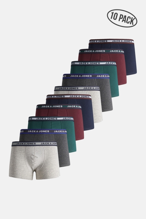 Jack & Jones JACSOLID TRUNKS 10 PACKS Dark Grey Melange Sea moss- Port royal - Navy - Lgm - Dgm - Se