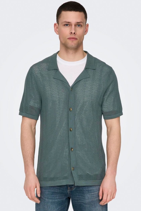 ONLY & SONS Diego Regular SS Knit Resort Hemd  Balsam Green