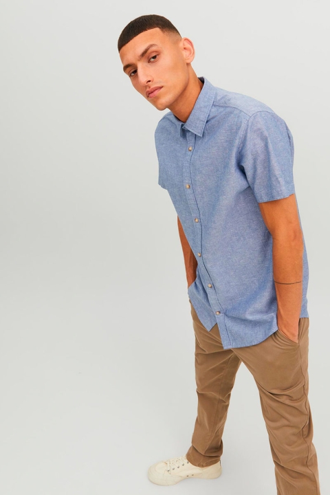 Jack & Jones Summer Linen Hemd SS Faded Denim