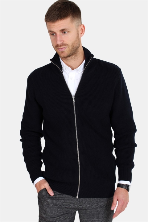 Clean Cut Osin Zip Cardigan Stricken Navy