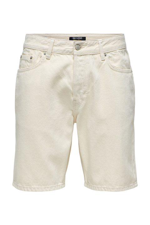 ONLY & SONS Edge Straight Fit Denim Shorts Ecru