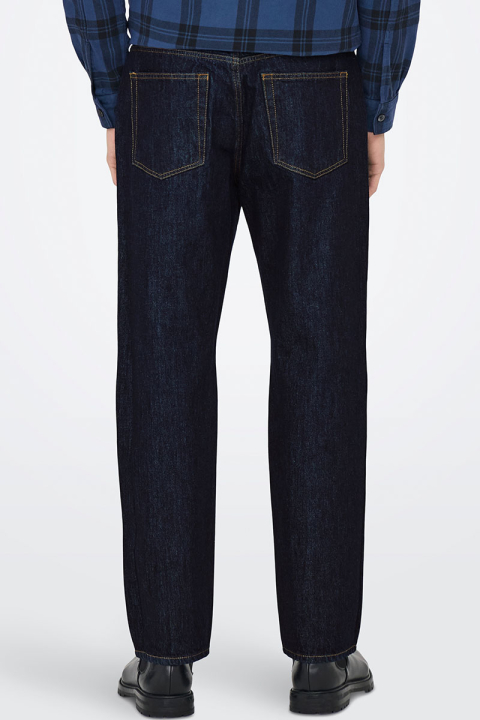 ONLY & SONS Edge Straight Fit Jeans Dark Blue Denim