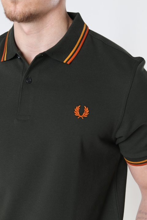 Fred Perry Twin Tipped Fp Hemd Hgrn/Brtgold/Rust