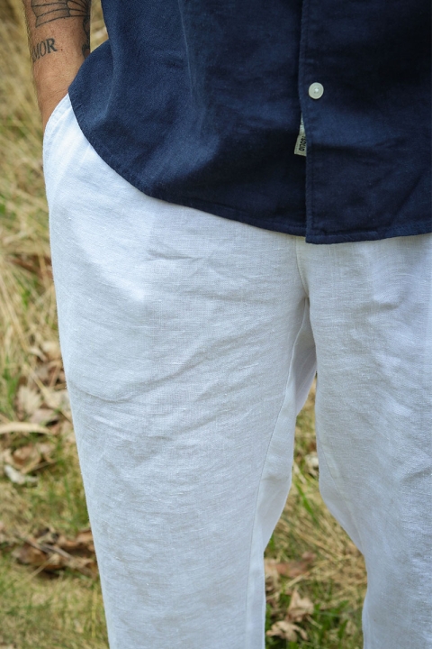 Woodbird Eik Linen Pant Off White