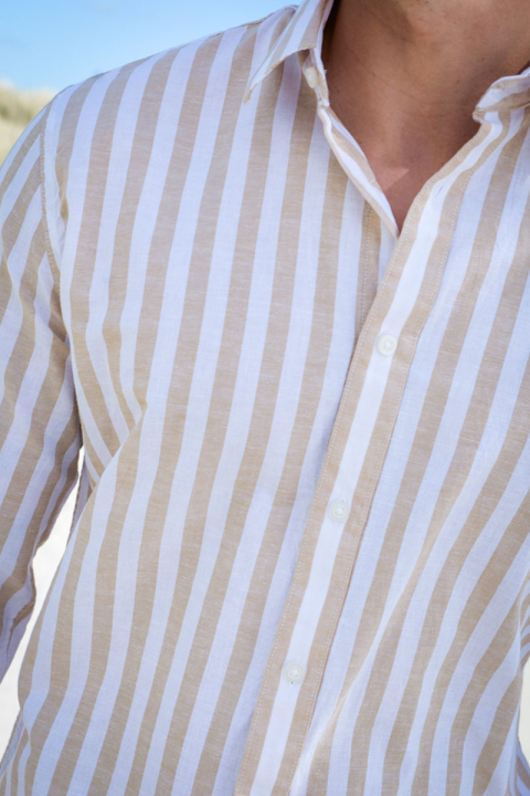 Selected Slim Sun Linen Hemd LS Pure Cashmere Stripe