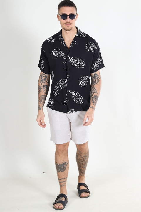 Jack & Jones Jeff Abstract Print Resort Hemd SS Black