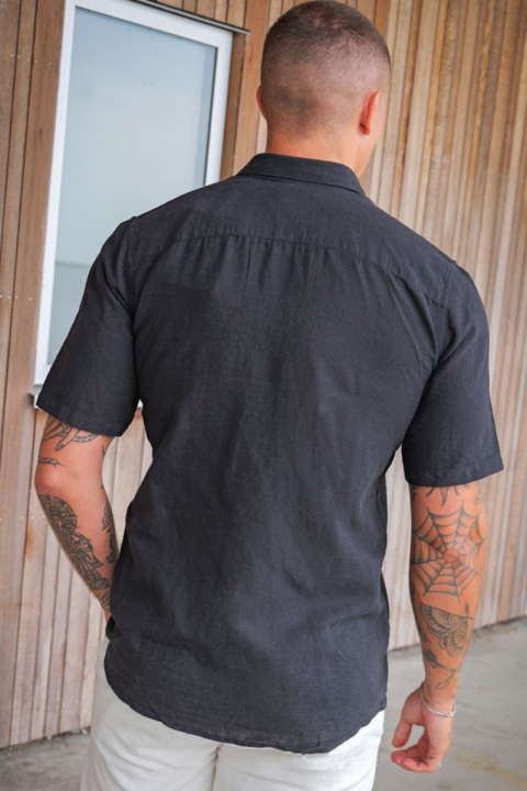 ONLY & SONS Caiden SS Linen Hemd Black