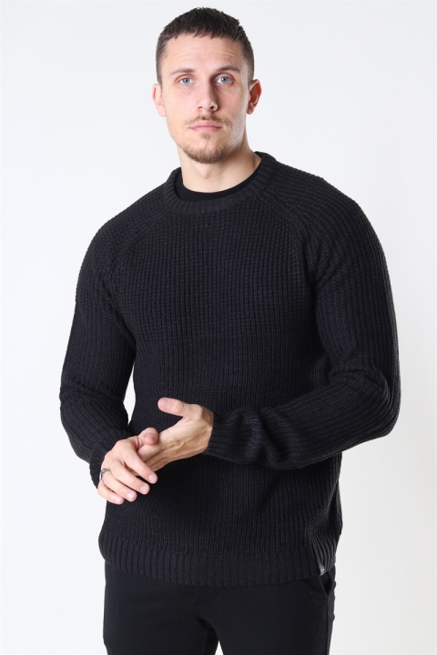 Only & Sons Kelvin 5 Struc Crew Neck Stricken Black