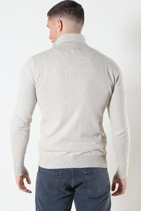 Jack & Jones JJEEMIL KNIT HALF ZIP NOOS Oatmeal