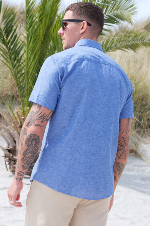Selected Regular Sun Linen Hemd SS Medium Blue Denim