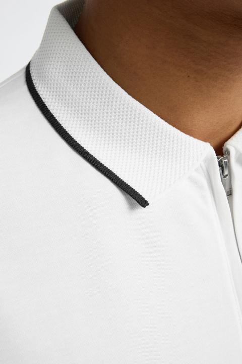 Selected Fave Zip Sport Polo SS Cloud Dancer