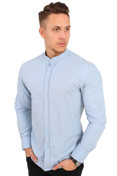 Clean Cut Rooney Flannel Henley Hemd Light Blue