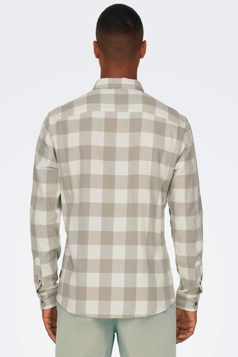 ONLY & SONS Gudmund LS Checked Hemd Antique White