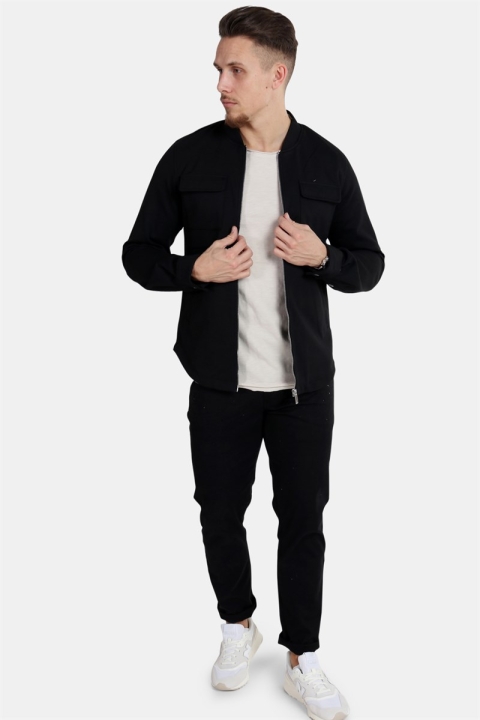 Clean Cut Pocket Jersey Jacke Black