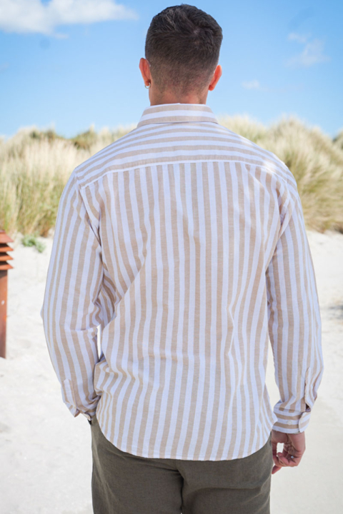 Selected Slim Sun Linen Hemd LS Pure Cashmere Stripe