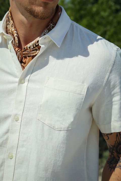 Solid Allan SS Linen Hemd Off White