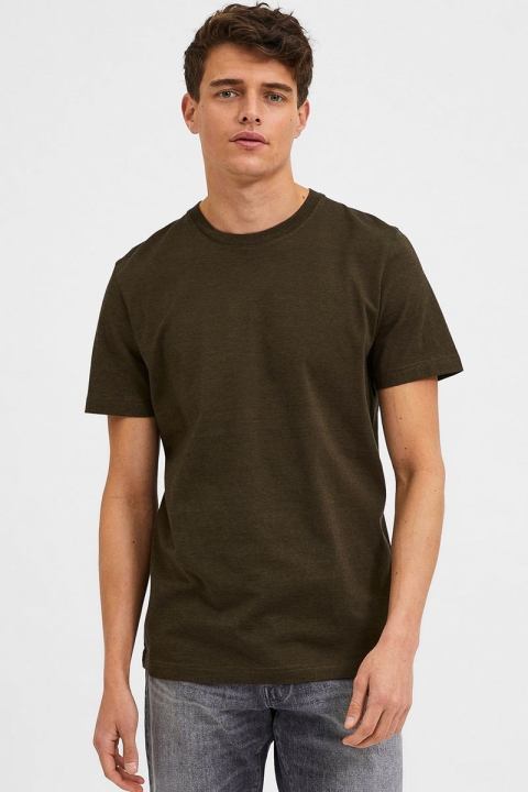 Selected SLHNORMAN MINI STRIPE SS TEE W NOOS Dark Olive Black