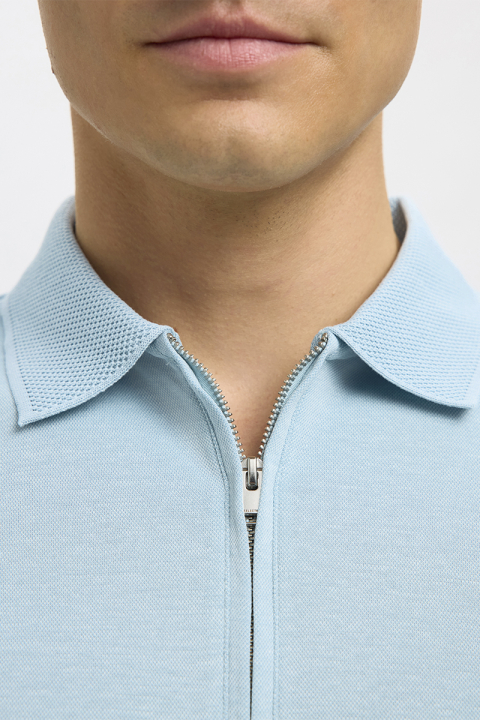 Selected Fave Zip Polo SS Winter Sky
