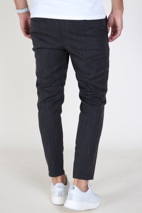 Solid Slim Truc Pinstripe Hose Dark Grey Melange