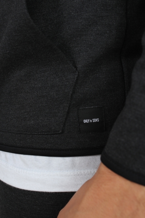 Only & Sons Vinn Zip Hood Sweatshirts Dark Grey Melange