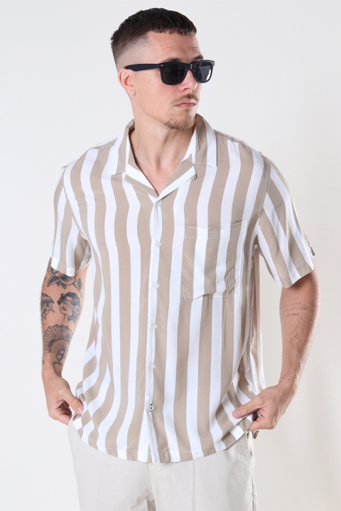 Kronstadt Ramon Cuba big stripe S/S Hemd Desert sand