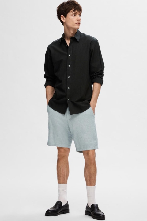 Selected Regular Brody Linen Shorts Blue Shadow