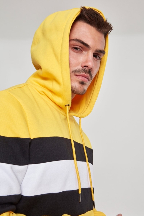 Uhrban Classics Chest Striped Hoodie Chromeyellow/ Black/ White