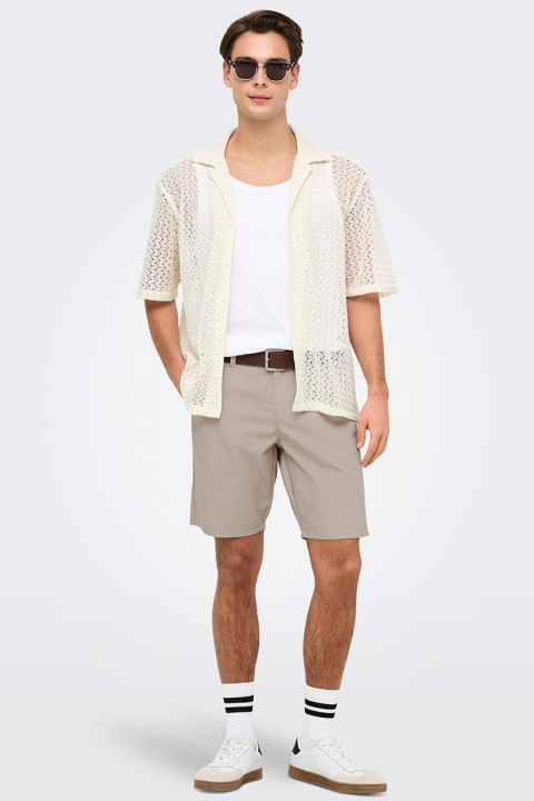 ONLY & SONS Novak Relax Resort SS Zigzag Hemd Egret