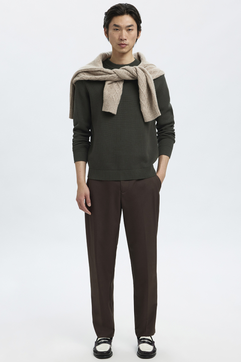 Selected Dane LS Structure Knit Crew Neck Deep Forest