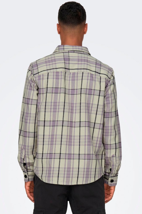 ONLY & SONS MILO OVR CHECK LS Hemd Purple Ash