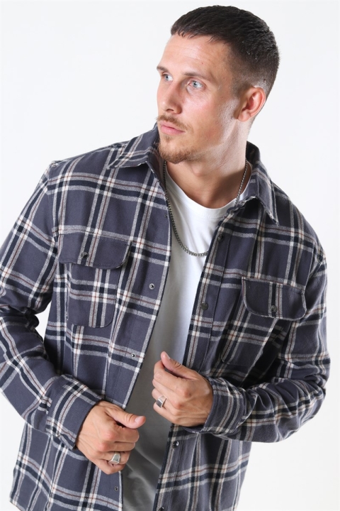 Denim Project Check Overshirt Grey