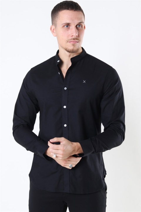 Clean Cut Copenhagen Oxford Mao Stretch L/S Hemd Black