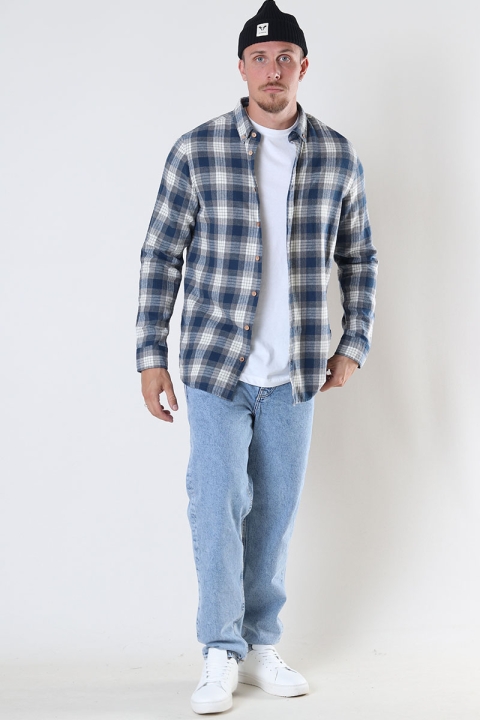 Kronstadt Dean Flannel check Hemd Grey / Blue