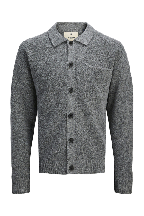 Jack & Jones Finn Knit Button Cardigan Medium Grey Melange