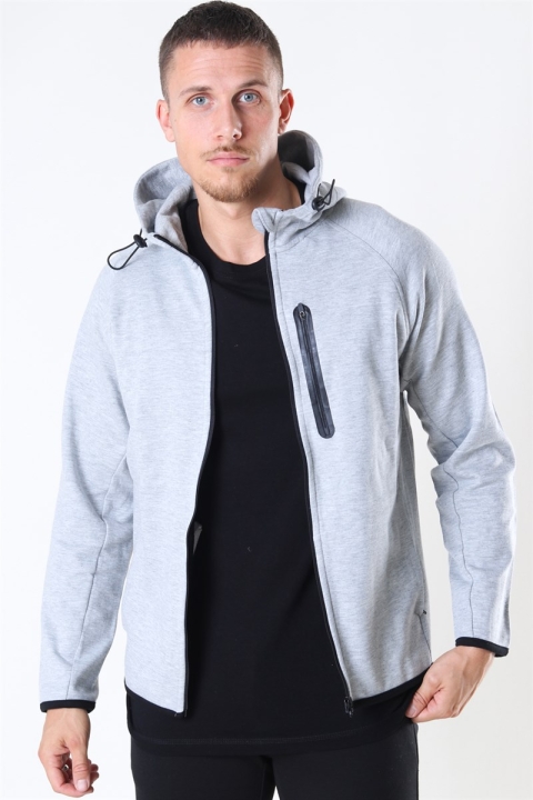 Jack & Jones Sport Sweat Zip Hoodie Light Grey Melange