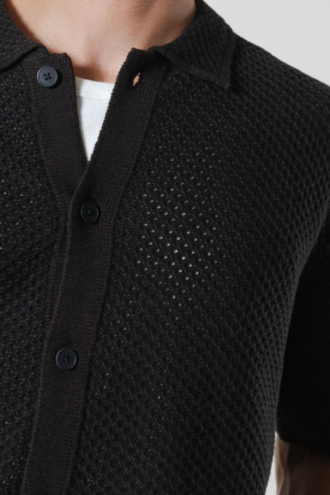 Selected Ginger SS Knit Relaxed Fit Polo Black