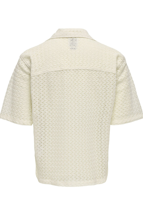 ONLY & SONS Novak Relax Resort SS Zigzag Hemd Egret