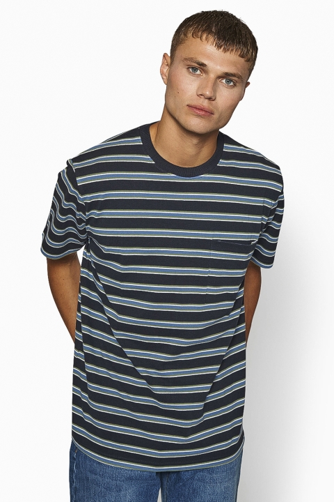 Woodbird Troi Striped Tee Navy