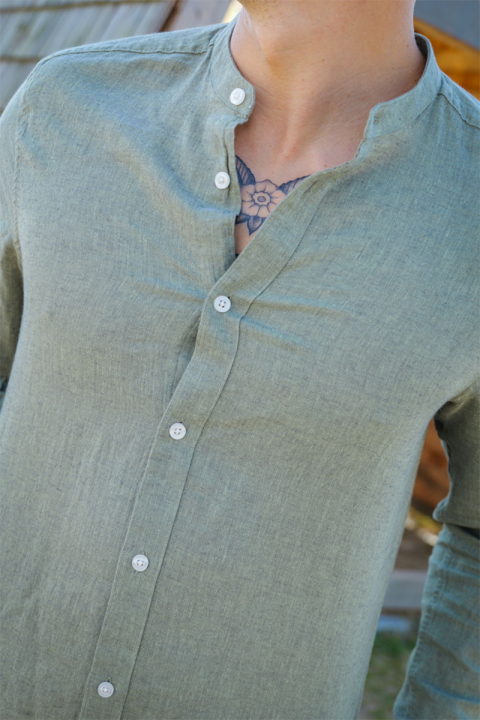ONLY & SONS CAIDEN LS SOLID LINEN MAO Hemd Swamp