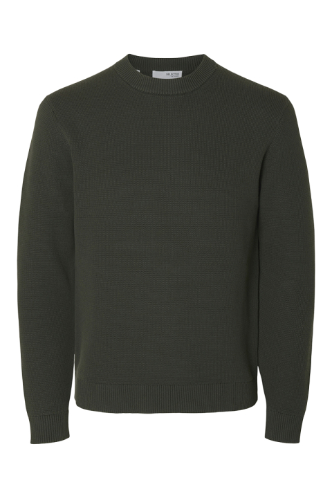 Selected Dane LS Structure Knit Crew Neck Deep Forest