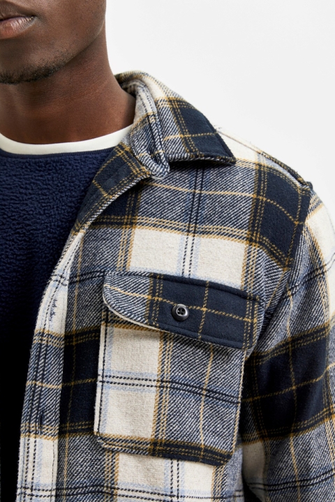 Selected SLHLOOSEKELLEN OVERSHIRT LS MIX W Dark Blue Checks